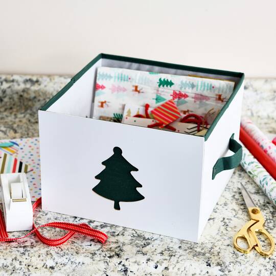 Household Essentials Holiday Green Tree Storage Box